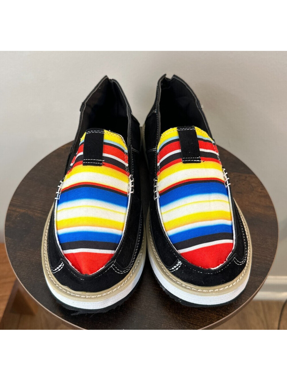 Women's Serape Stripe Slip On Casual Shoes Black Canvas EU 40 US 9 Approx